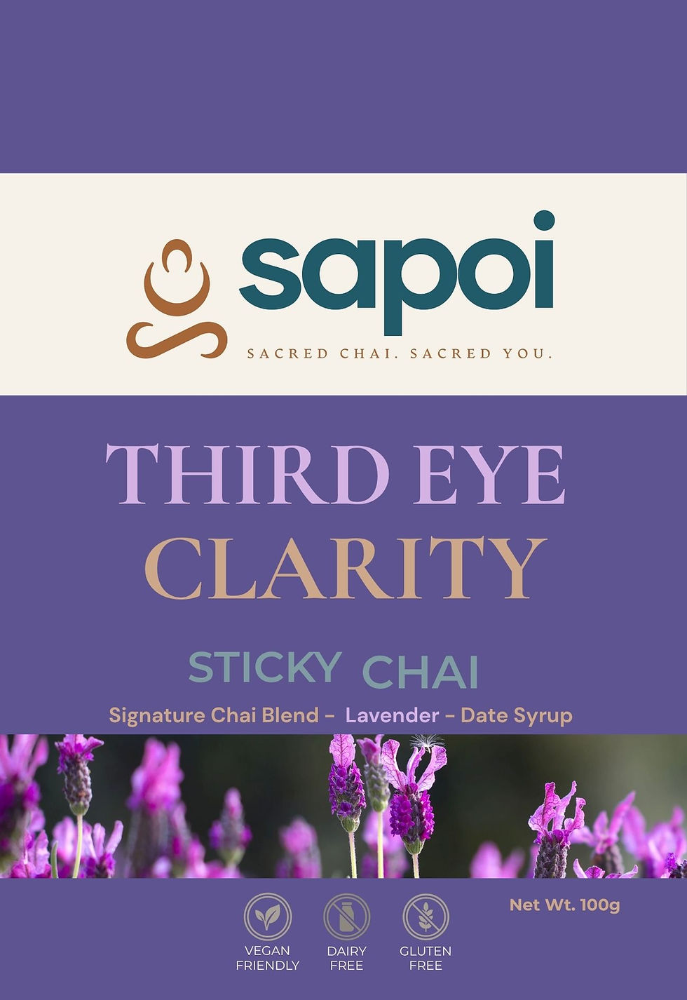 Sapoi Third Eye Clarity Sticky Chai: Signature Chai Blend, Lavender, Date Syrup