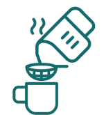 Abstract teal coffee cup and pot