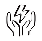 Hands gently cradling lightning bolt, symbolizing energy protection