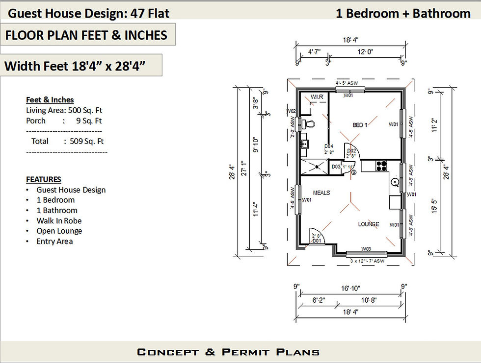 Thumbnail: Guest House Floor Plans  1 Bed | 1 Bath