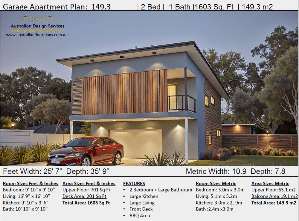 Garage Apartment 2 Bedroom + Study House Plan:149.3 2020| Preliminary Plan