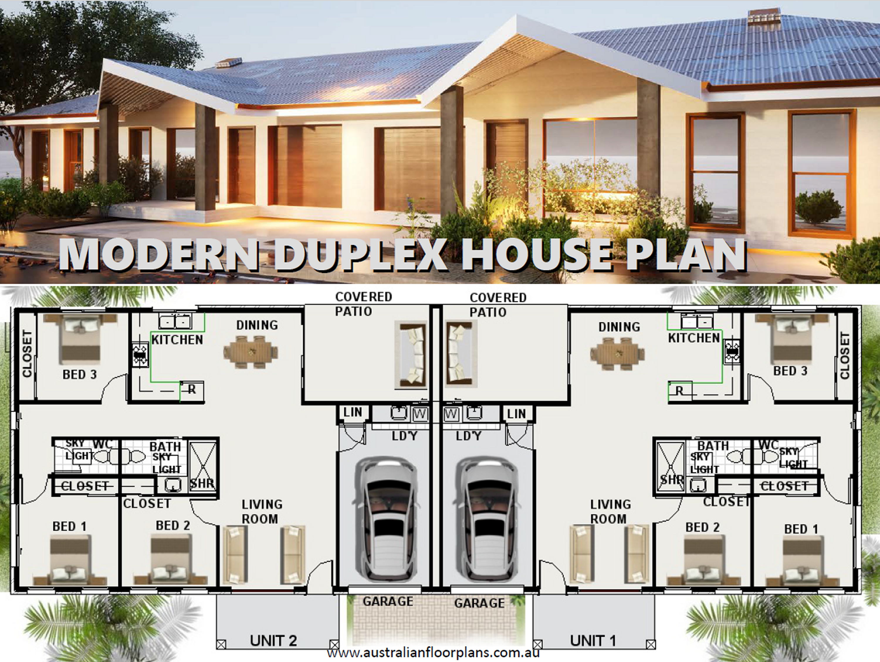 200.4DU Flats 200.4 m2 Builders Marketing Package | Duplex | 6 Bed | 2 Bath