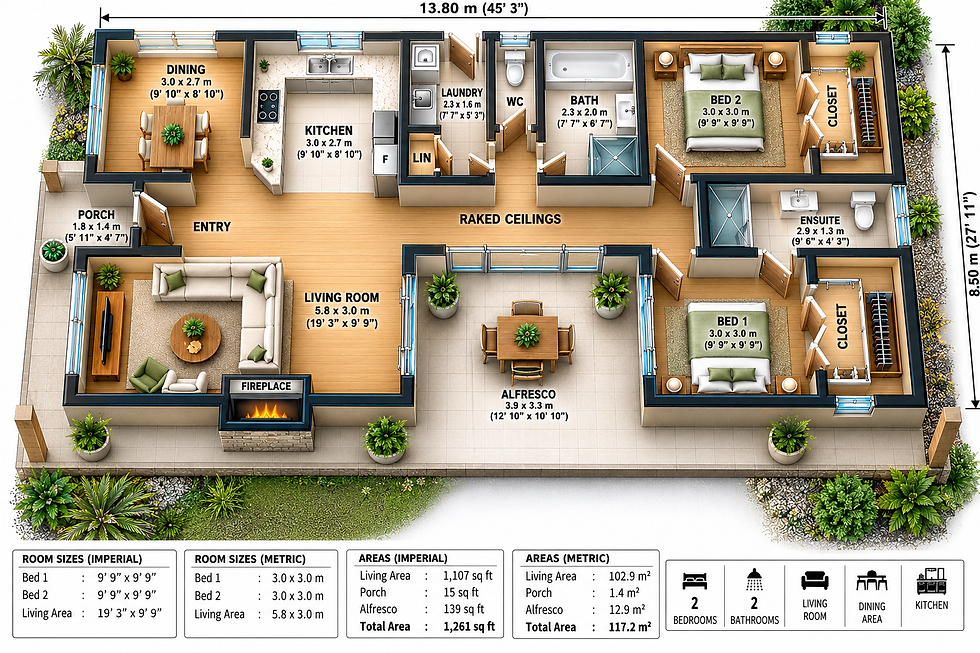 Modern 2 Bedroom Home