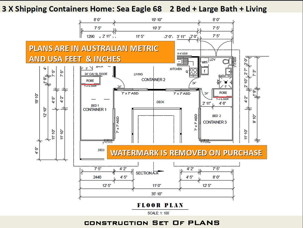 Thumbnail: 2 Bedroom Shipping Container Home Plan:68 Sea Eagle | Construction House Plans