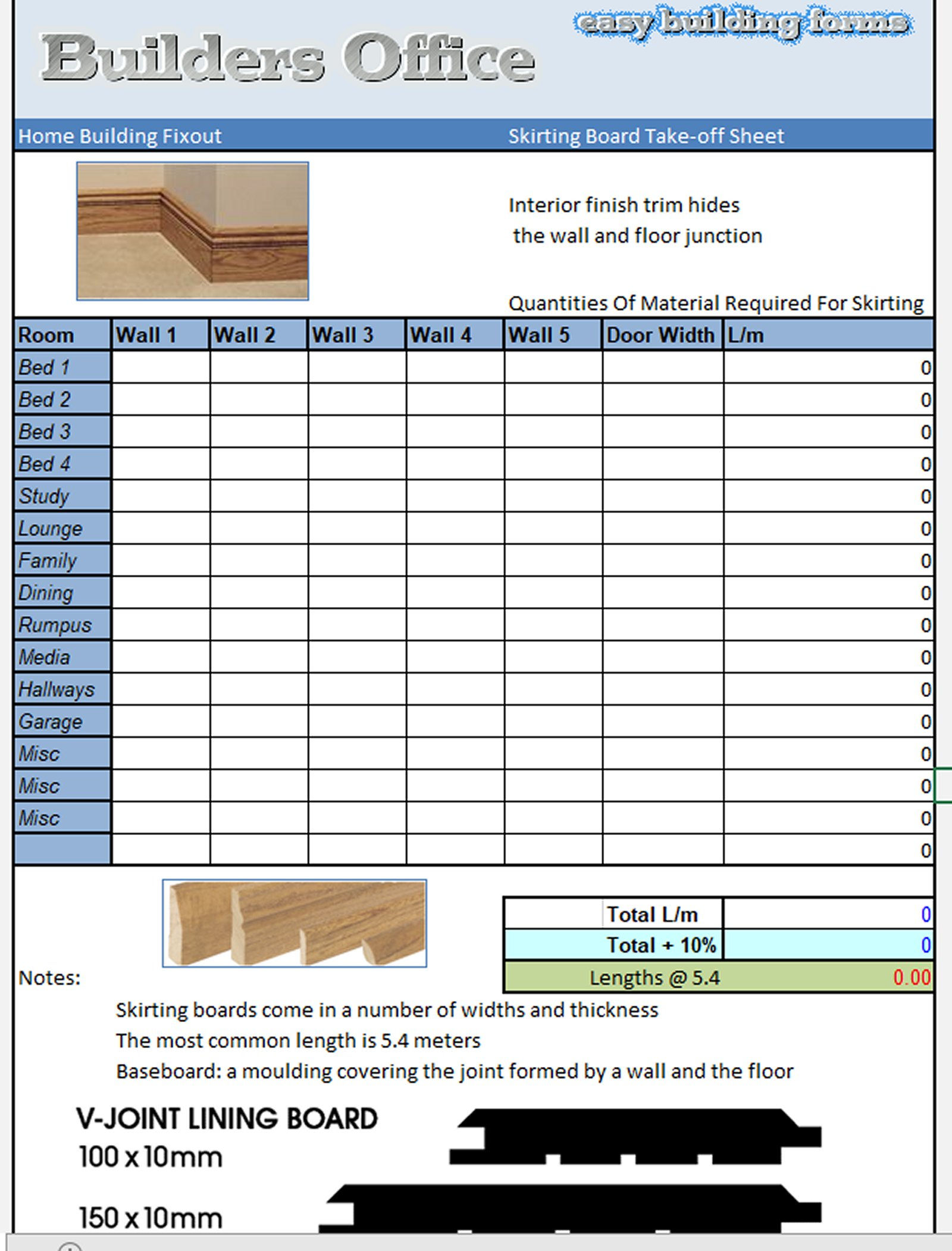Skirting Building Take off Template