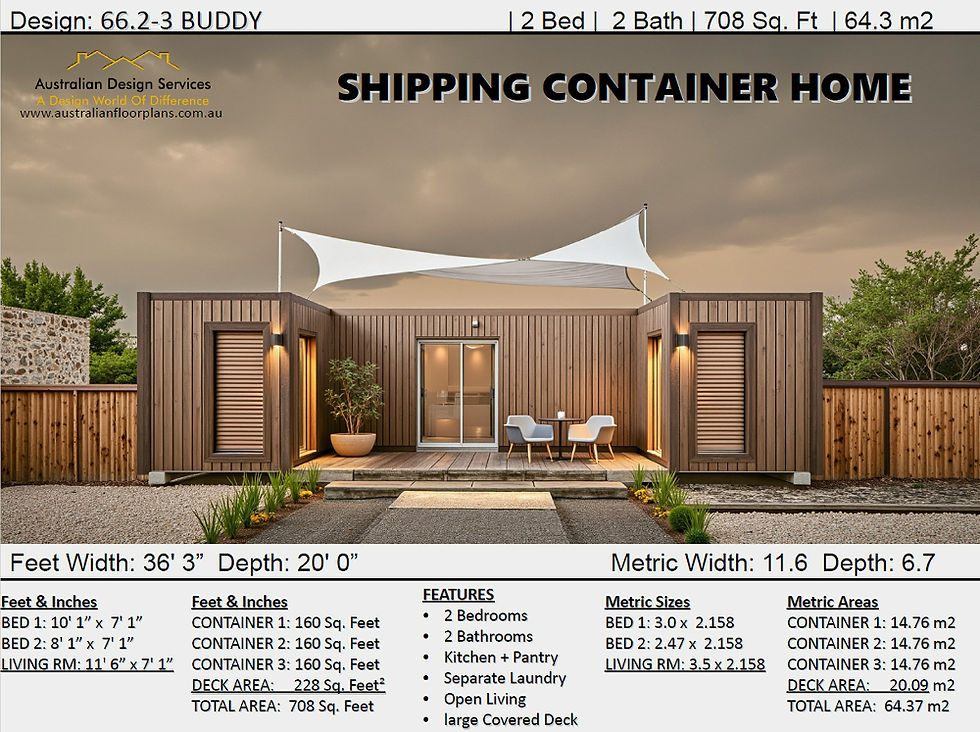 2 Bedroom 2 Bathroom Shipping Container Home plans:66.2 Buddy-3 ...