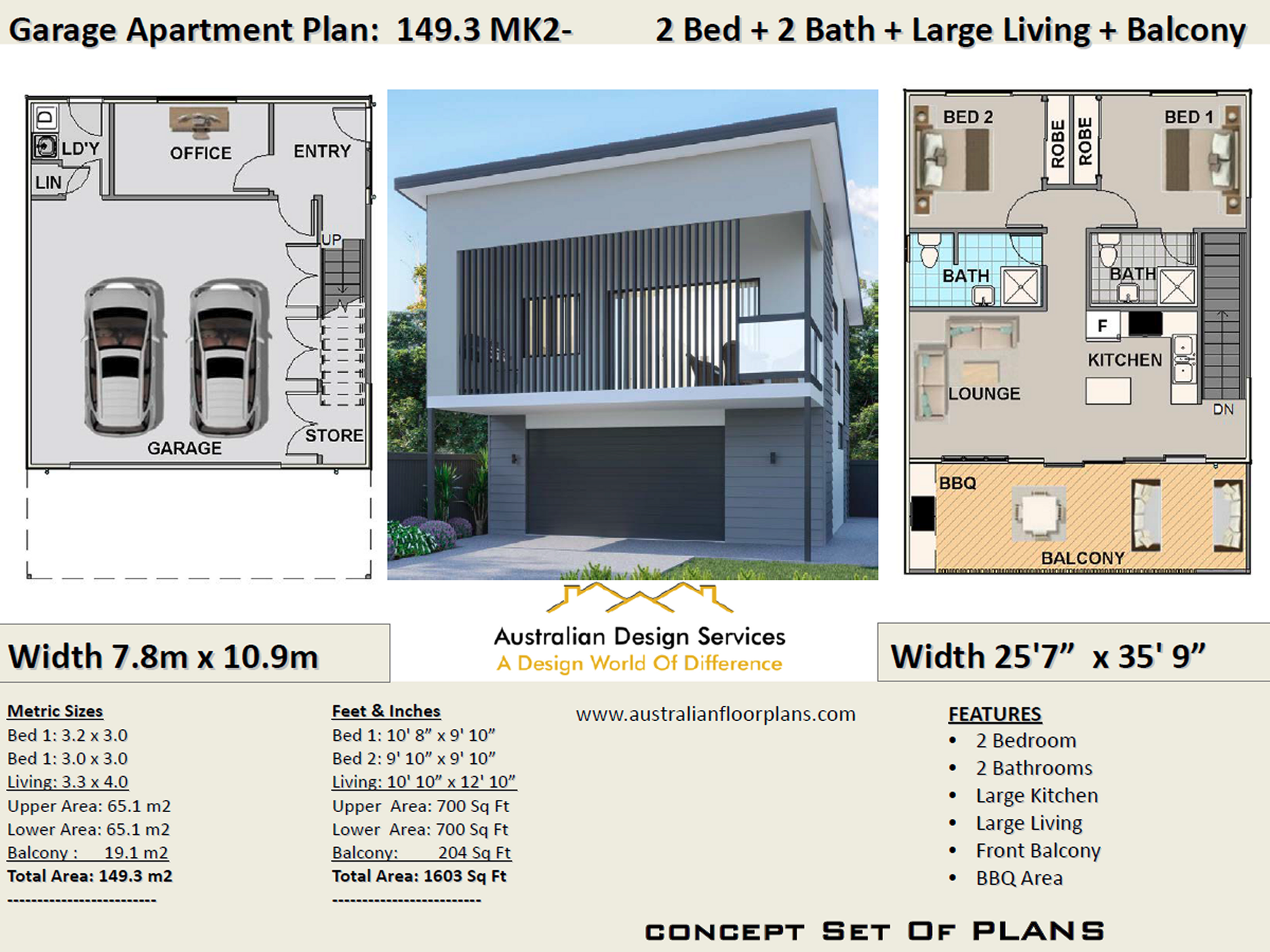 Garage Apartment Plan: 149.3MK2