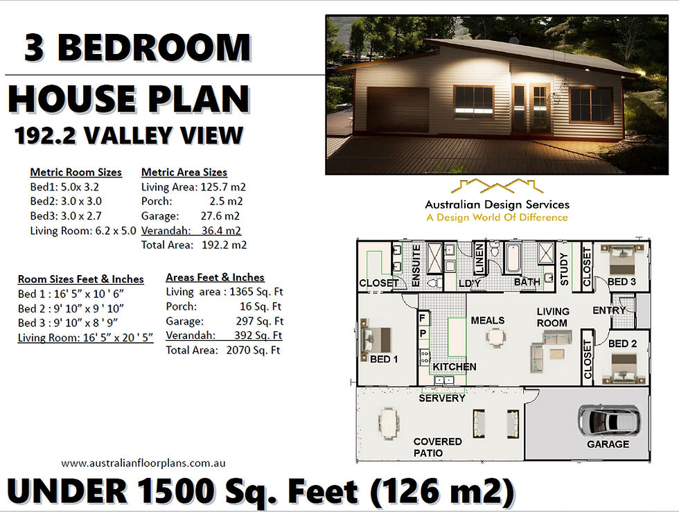 Thumbnail: 3 Bed House Plans:192.2 Valley View