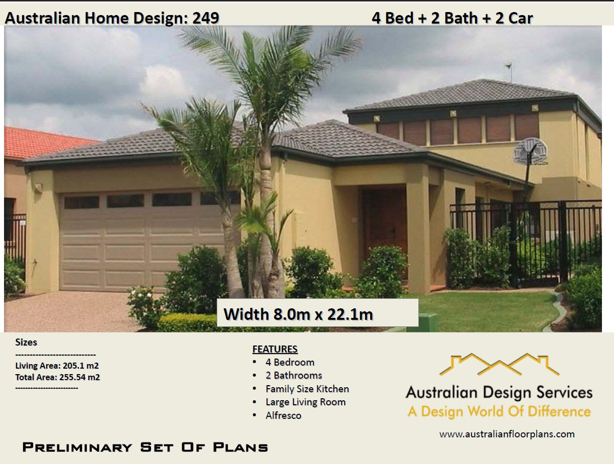 249 RH | Narrow Lot 2 Storey 4 Bed+2 Bath+2 Car : 249.0 m2 | Preliminary Plans