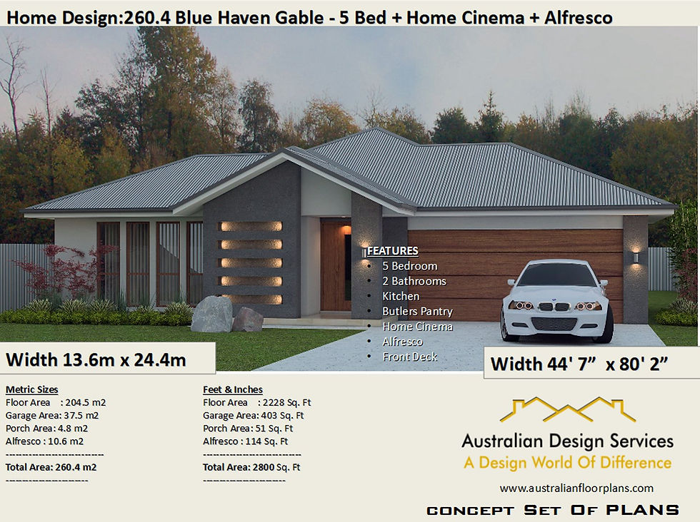 Thumbnail: 204.5 m2 | 2200 Sq Ft | 5 Bed | 2 Bath | 260.4 Gable