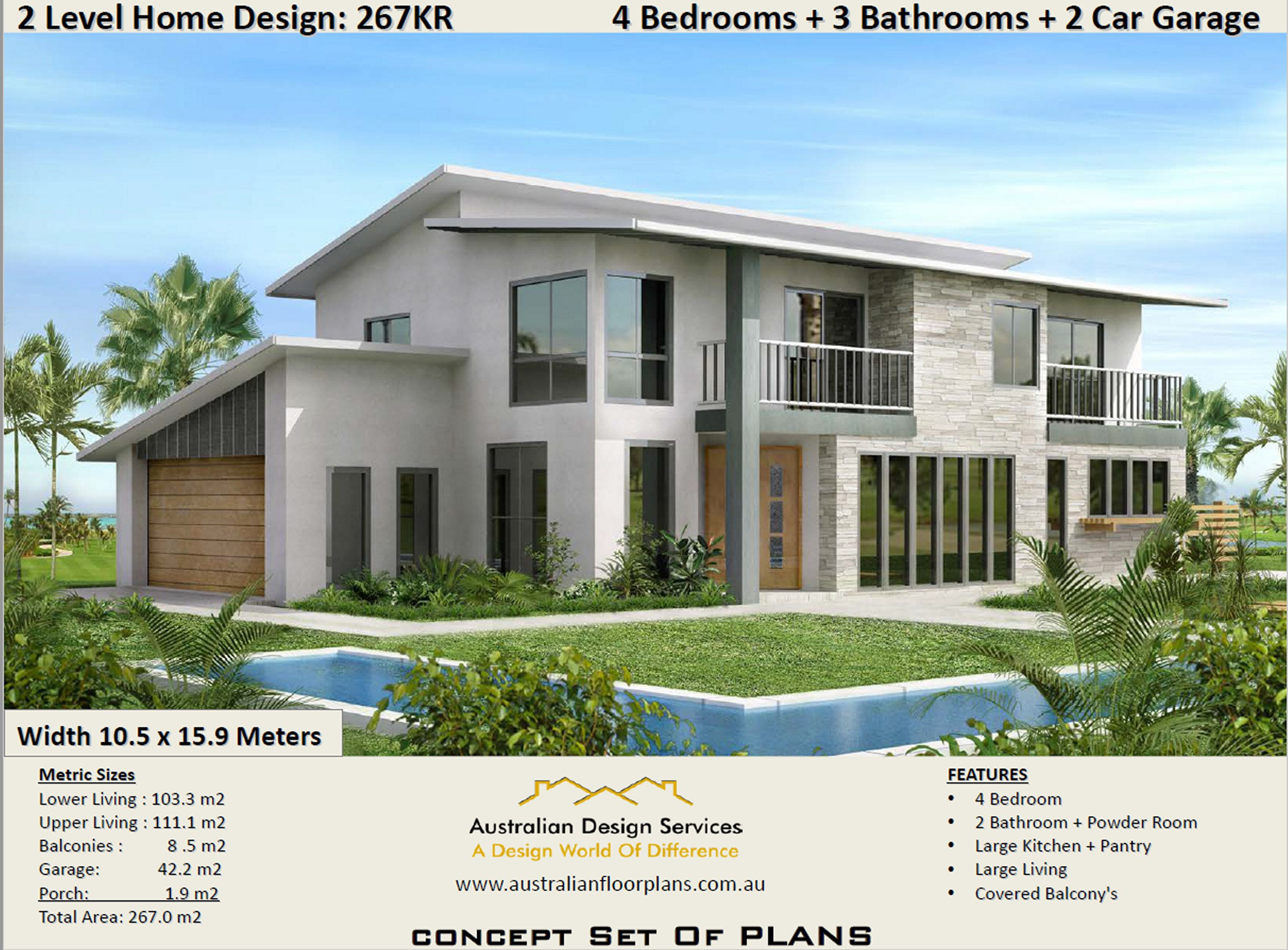 4 Bedroom designs: 267.00 m2 | 267 KRPM House Plans