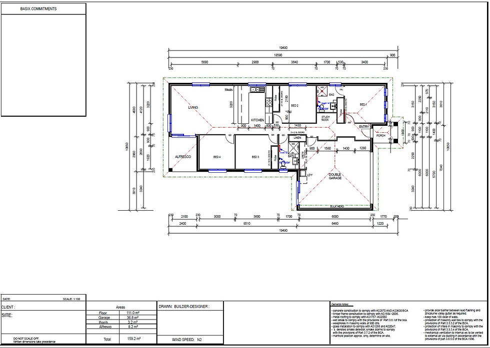 Thumbnail: NARROW LOT 4 bedroom house plans + Garage:159.0 m2 | Preliminary House Plan Set