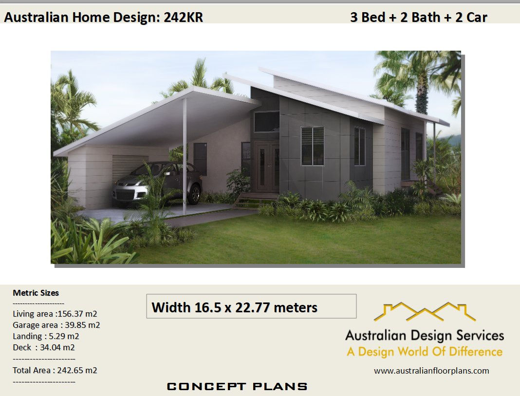 242 KR- 3 Bed + Carport : 178.0 m2 | Preliminary House Plans