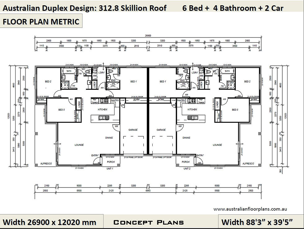 Thumbnail: Skillion Roof 6 Bed + 4 Bath + 2 Cars Duplex Design Australia - Concept Plans