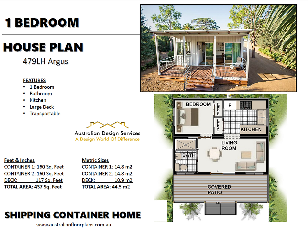 Thumbnail: 44.5 m2 | 437 Sq Ft | 1 Bed | 1 Bath | 479LH Argus Construction Plans