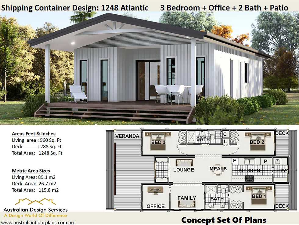 Thumbnail: Repurposed Container House Plan 3 Bed | 2 Bath