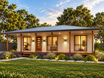 This compact home features 2 bedrooms, a flexible study/sitting area, open living, kitchen, combined bathroom/laundry and a large full-width verandah.
