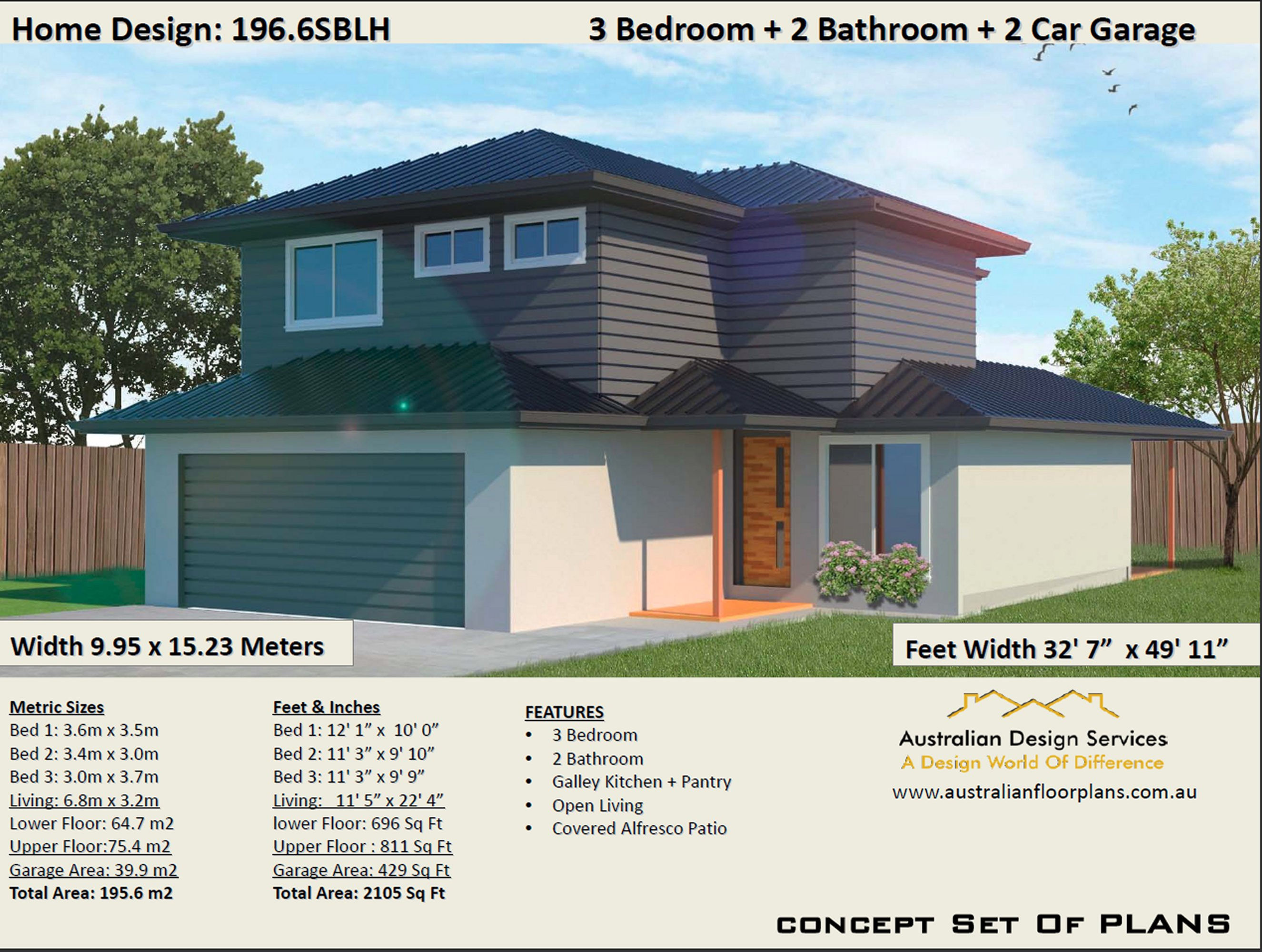 Small 2 Level House Plan: 196.6SBLH - For Sale