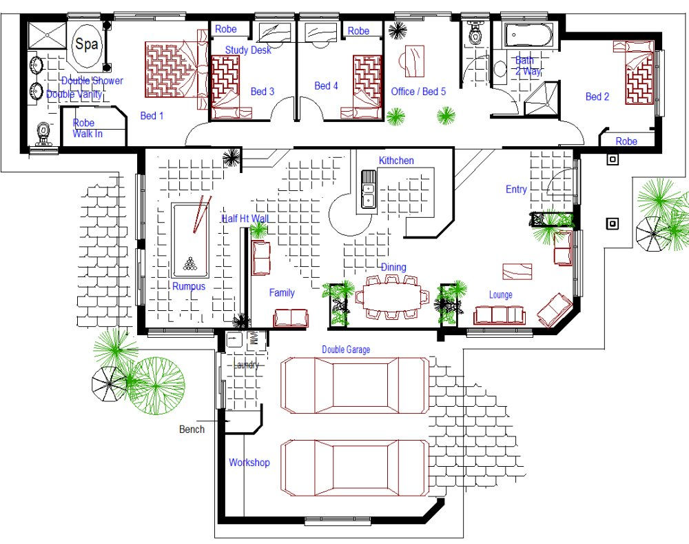 221Retro | Modern Split Level 4 or 5 Bed + Garage:  220.0 m2  | Preliminary Plan