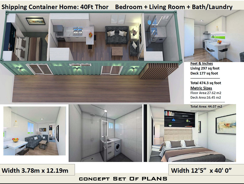 Thumbnail: 40 Ft Container Home:40 Thor:  500 Sq Ft / 44.07 m2