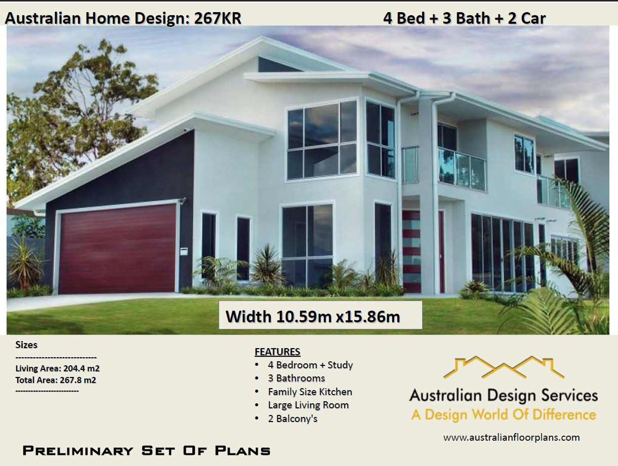 4 Bedroom kit home designs: 267.00 m2 | 267 KR House Plans