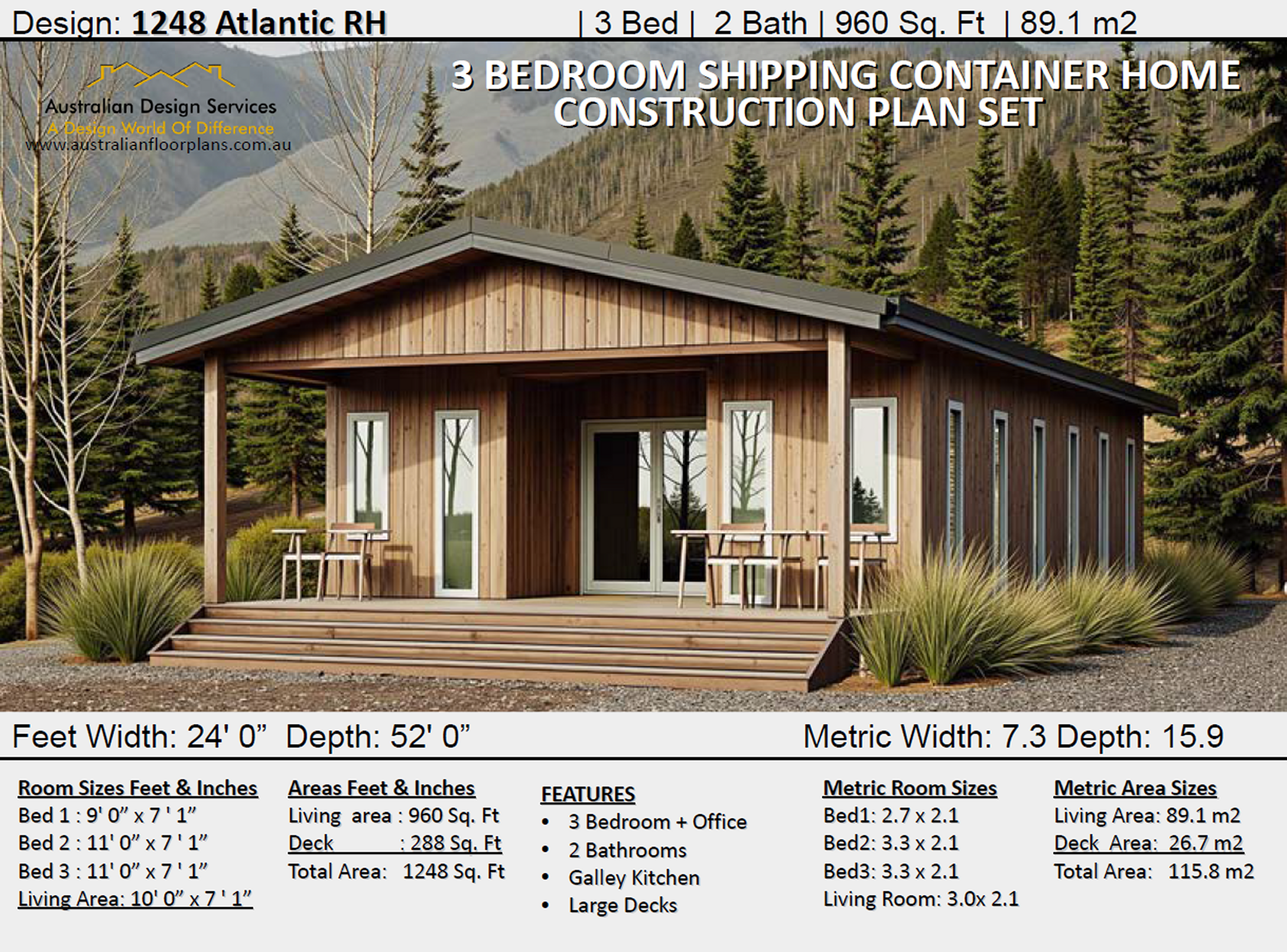 89.1 m2 | 960 Sq Ft | 3 Bed | 2 Bath | 1248 Atlantic rh