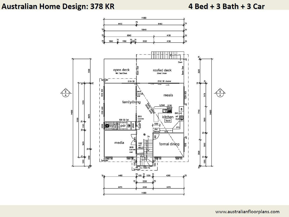Thumbnail: House Plan 2 Storey 4 Bedroom + 3 Car Skillion roof | 378 KR