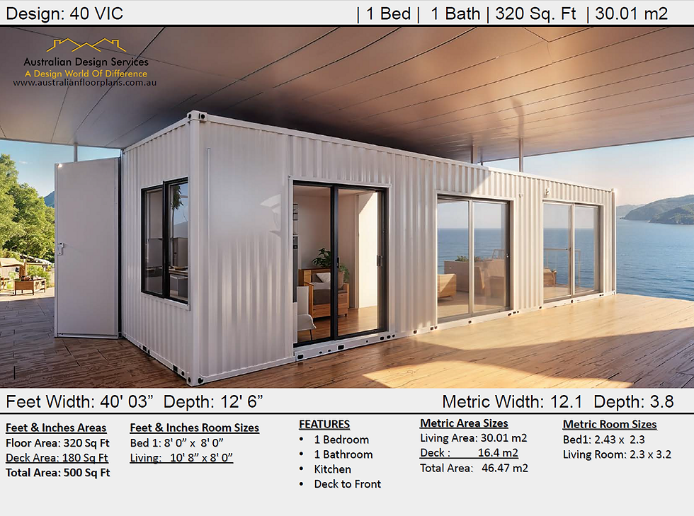 Thumbnail: 40 Foot Shipping Container Home Plan:40ft -VIC | Construction Set of Pla