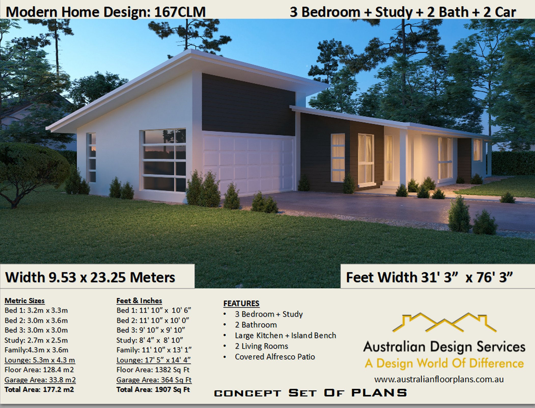 10 metre frontage house designs 3 BEDROOM ! | 167 CLM House Plan Set