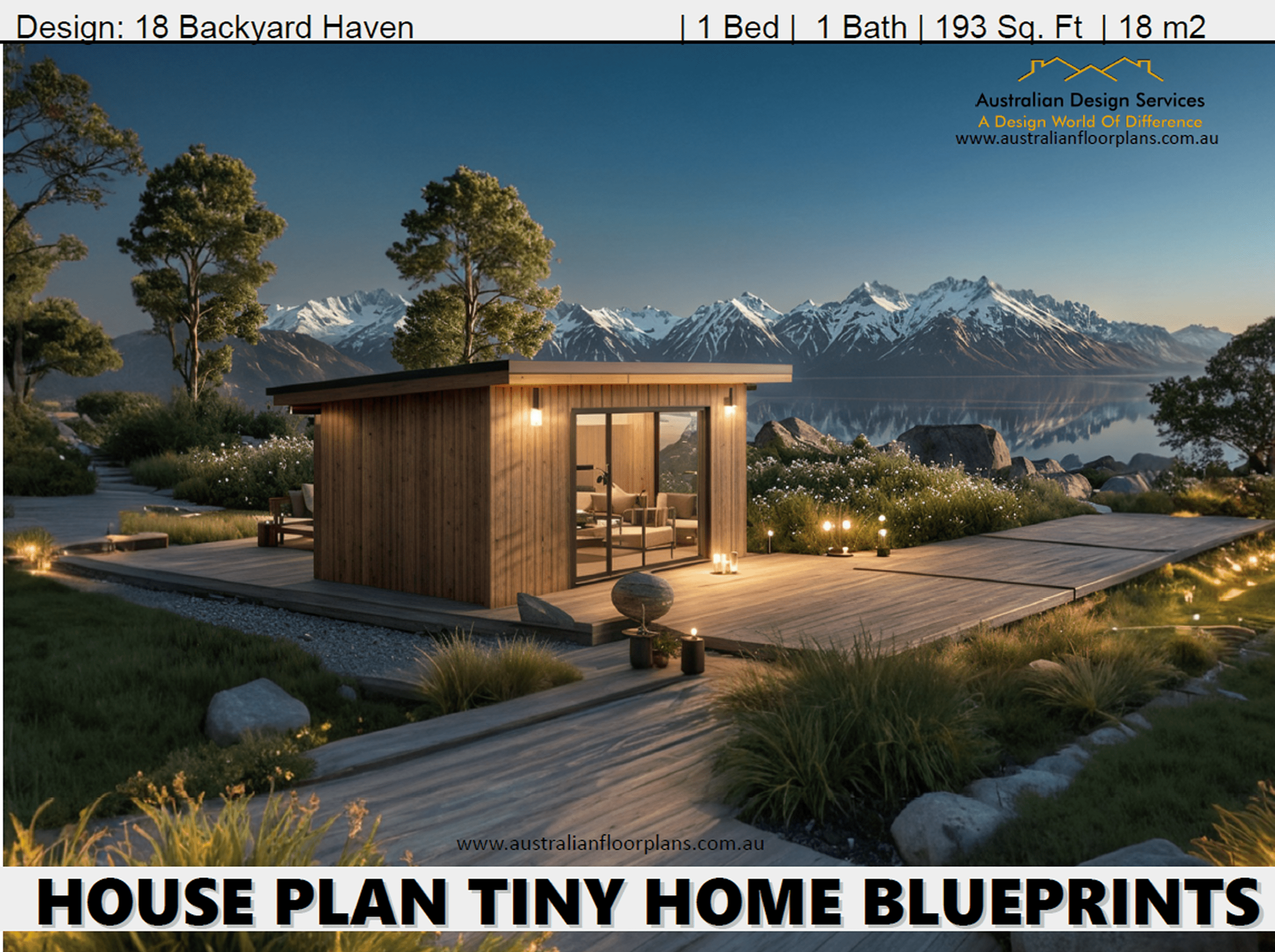 Backyard Haven Tiny Home Construction Plans-1 Bedroom | 1 Bathroom | 193 Sq. Ft