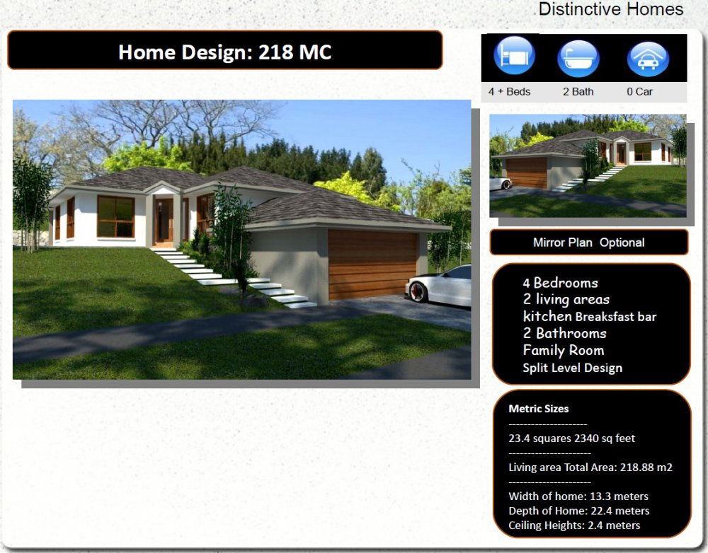 SPLIT LEVEL HOUSE PLAN- with garage underneath | 218 MC House Plans