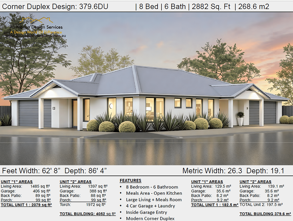 Thumbnail: Modern Corner Land Duplex House Plan | 8 Bed | 6 Bath | 2 Street Frontage
