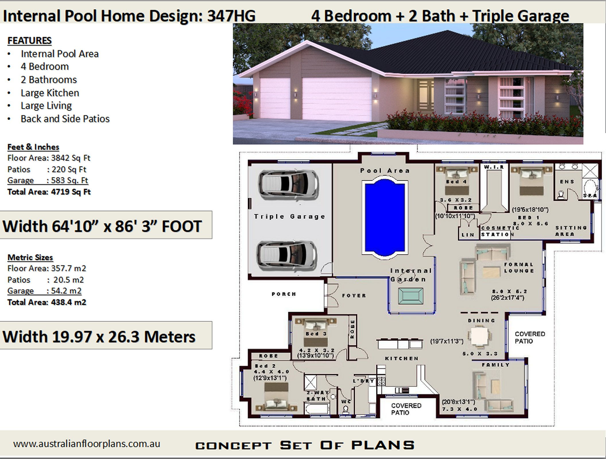 Exclusive 4 Bedroom House Plans:347HG | Preliminary House Plan Set