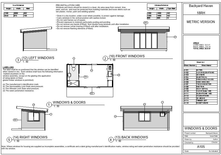 Thumbnail: Backyard Haven Tiny Home Construction Plans-1 Bedroom | 1 Bathroom | 193 Sq. Ft