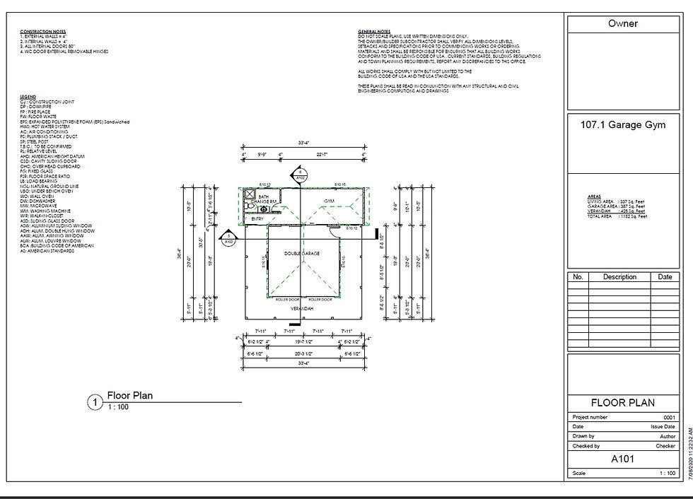 Thumbnail: 107.1 m2 | 1152 Sq Ft | Garage & Gym | 1 Bath | 107.1