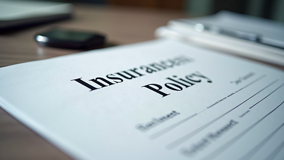 Close-up view of an insurance policy document on a desk