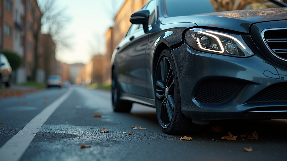 High angle view of a damaged car after an accident