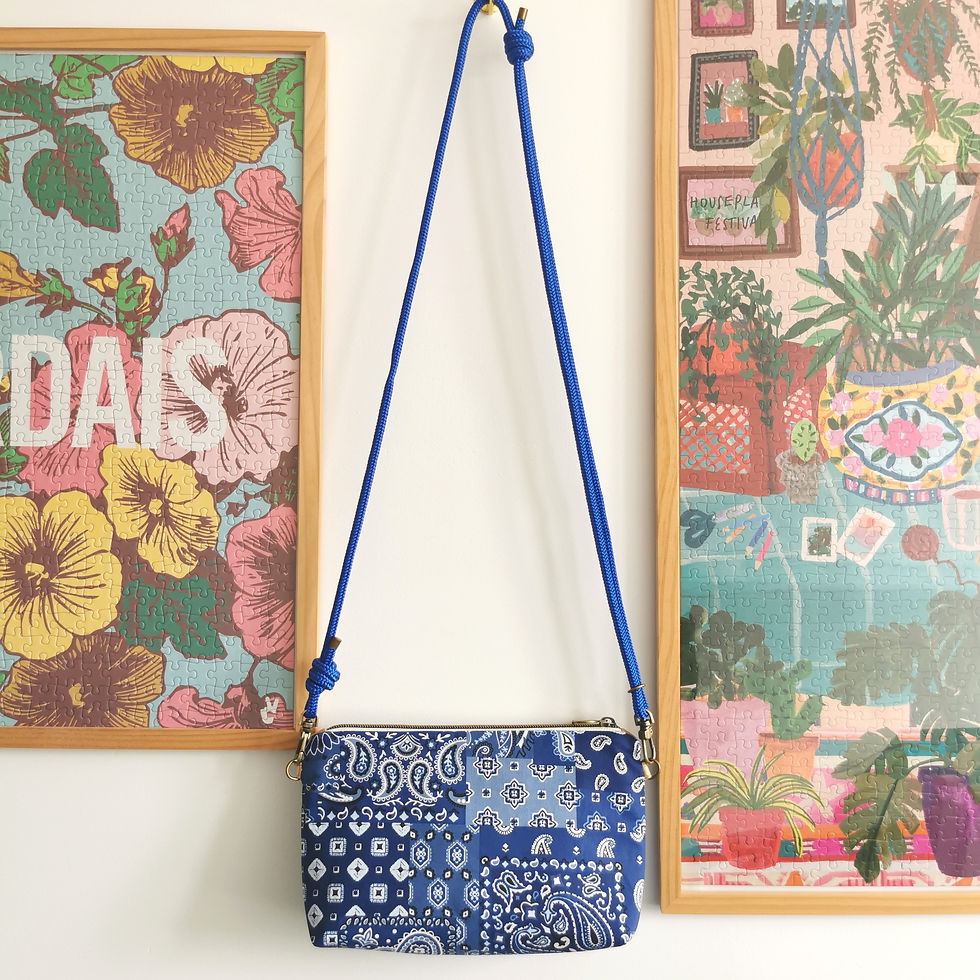 Miniature : Sac pochette | JOSETTE | Bandana bleu (Anse corde au choix) 