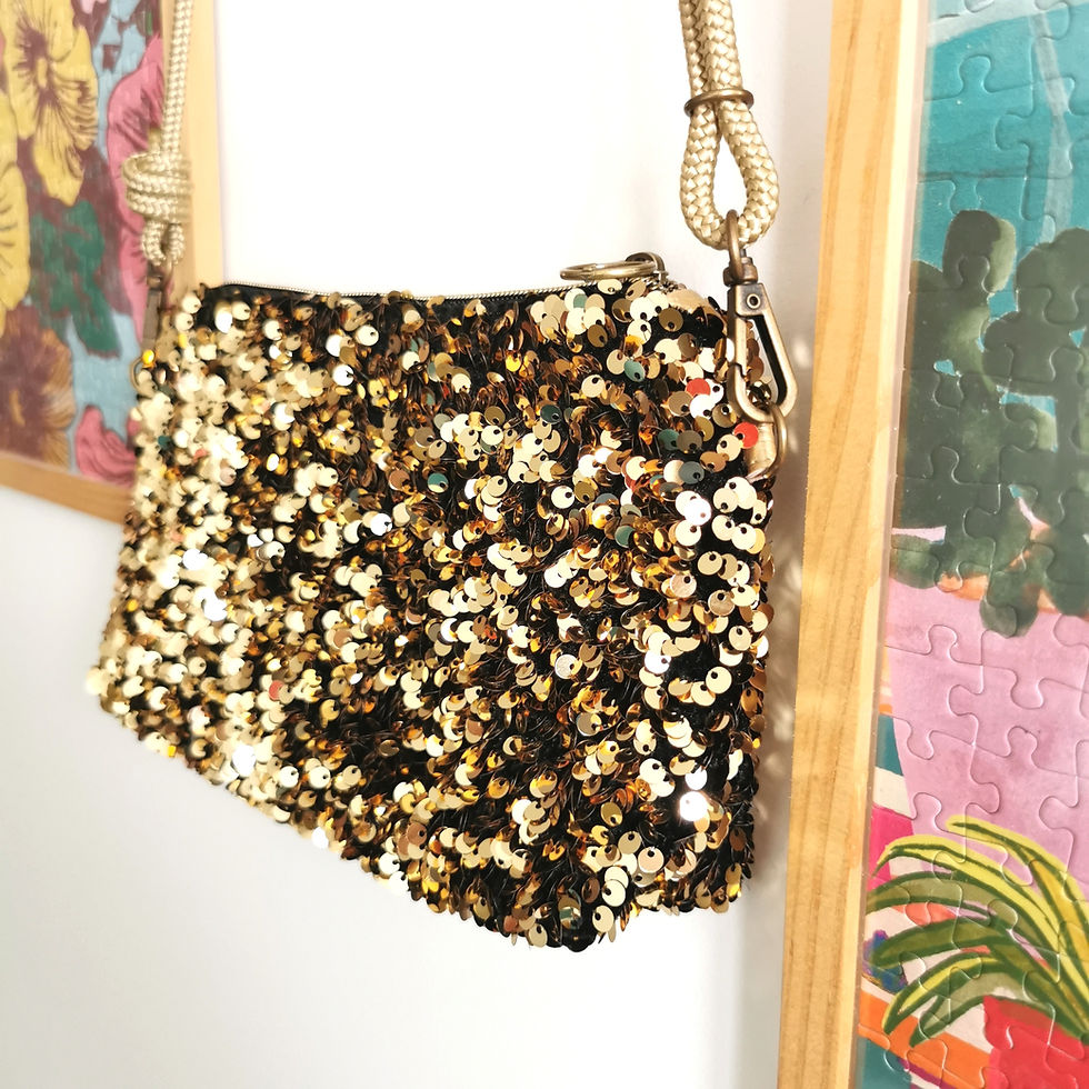 Miniature : Sac pochette | JOSETTE |  Sequins or ou rose 