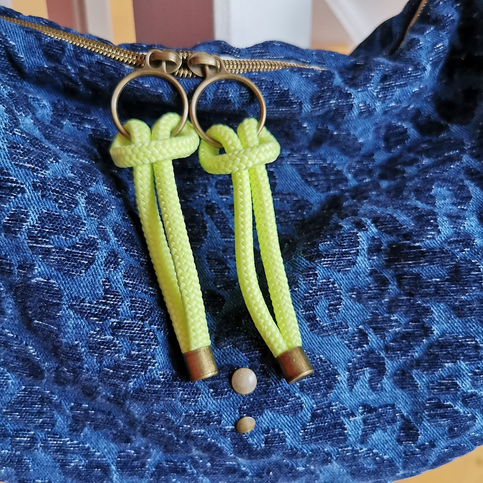 Miniature : Sac demi lune | BIG AXEL | Denim léopard (coloris cordons au choix