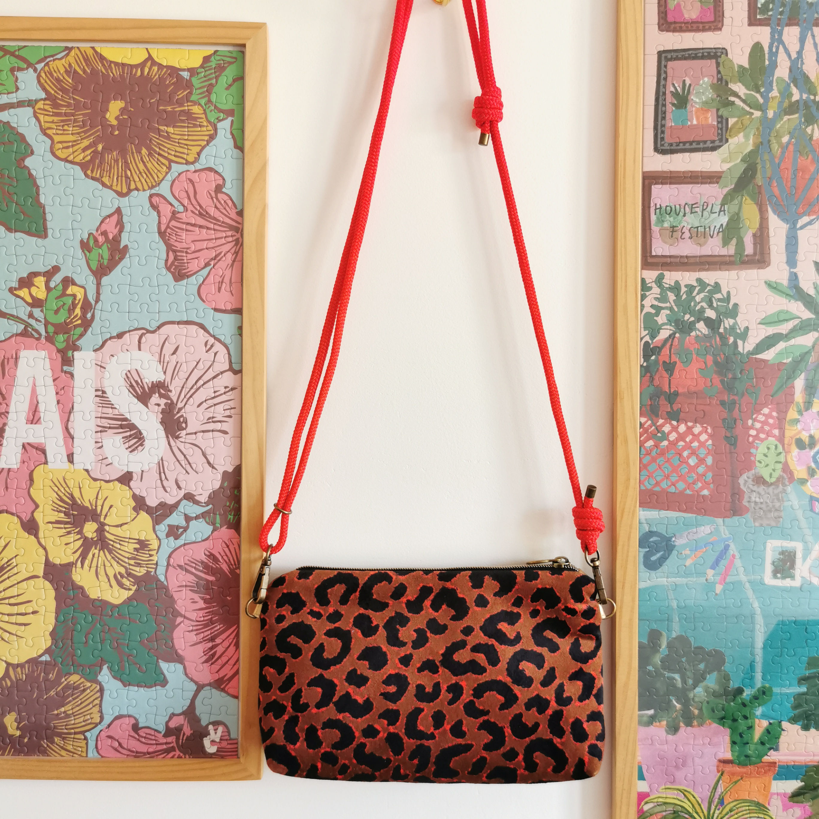 Sac pochette | JOSETTE |  Léo rouge (Anse corde au choix) 