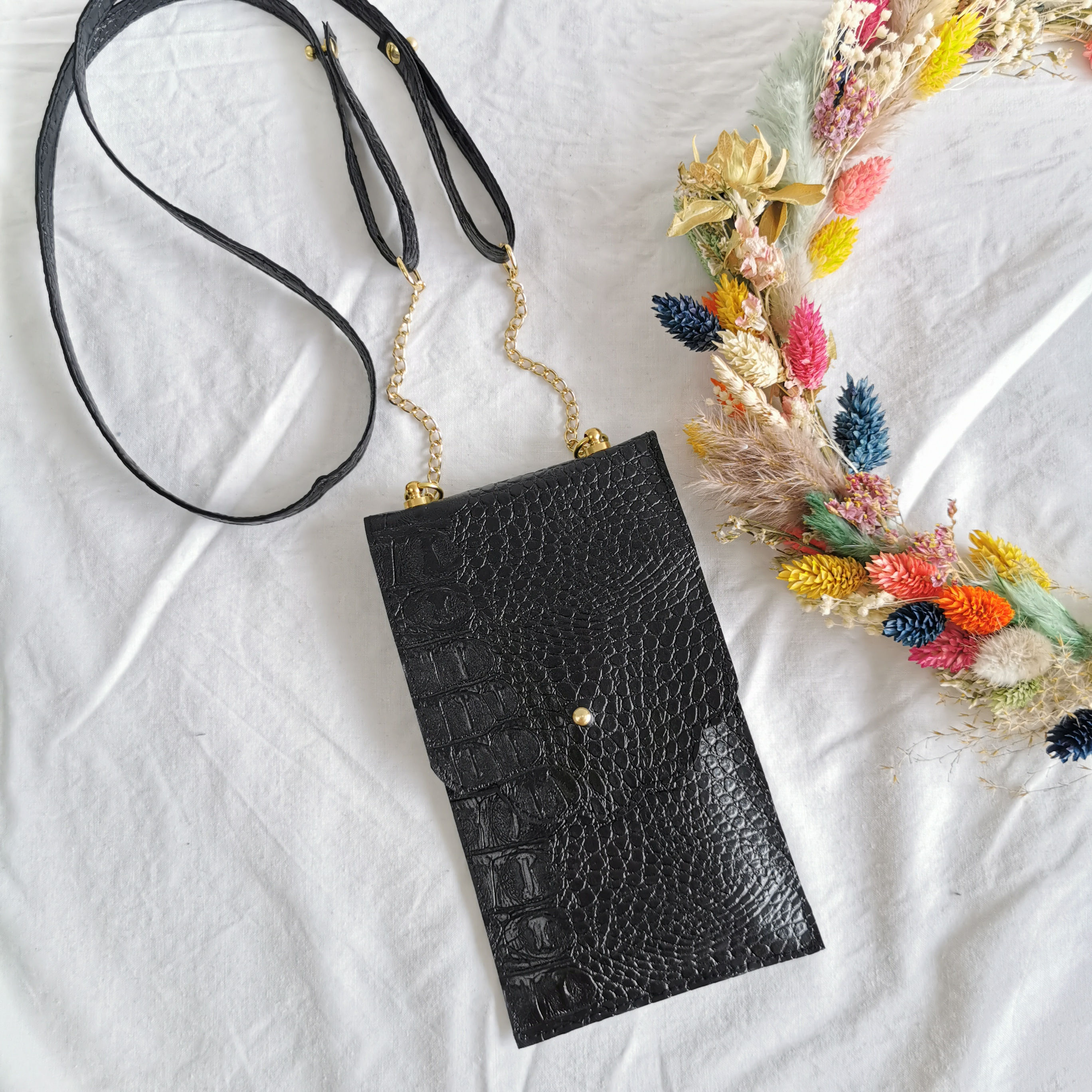 Pochette téléphone+CB | GISELE | Noir/or