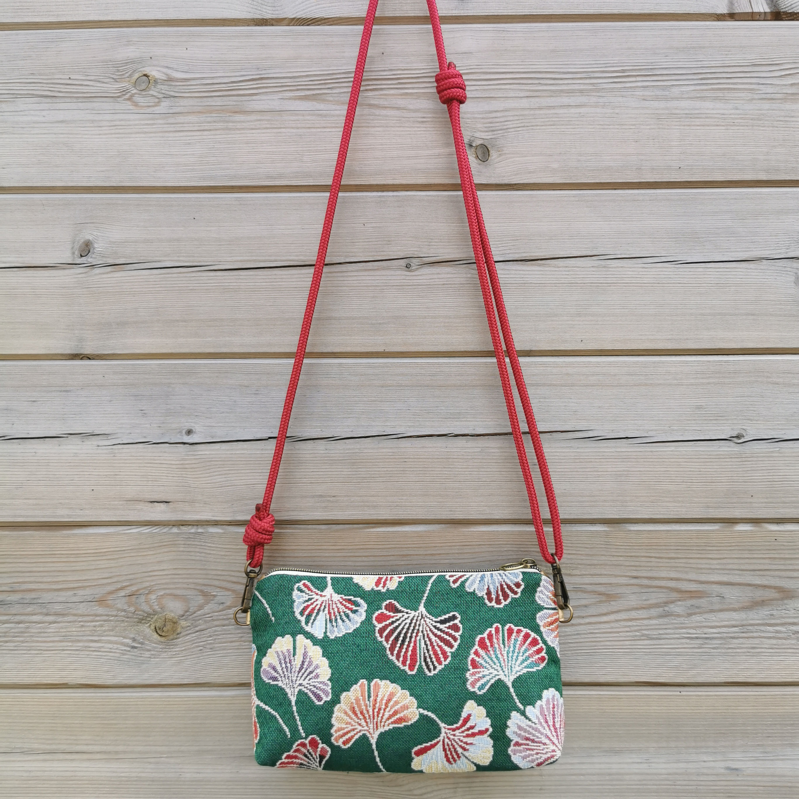 Sac pochette | JOSETTE |  Ginkgo vert (Anse corde au choix) 