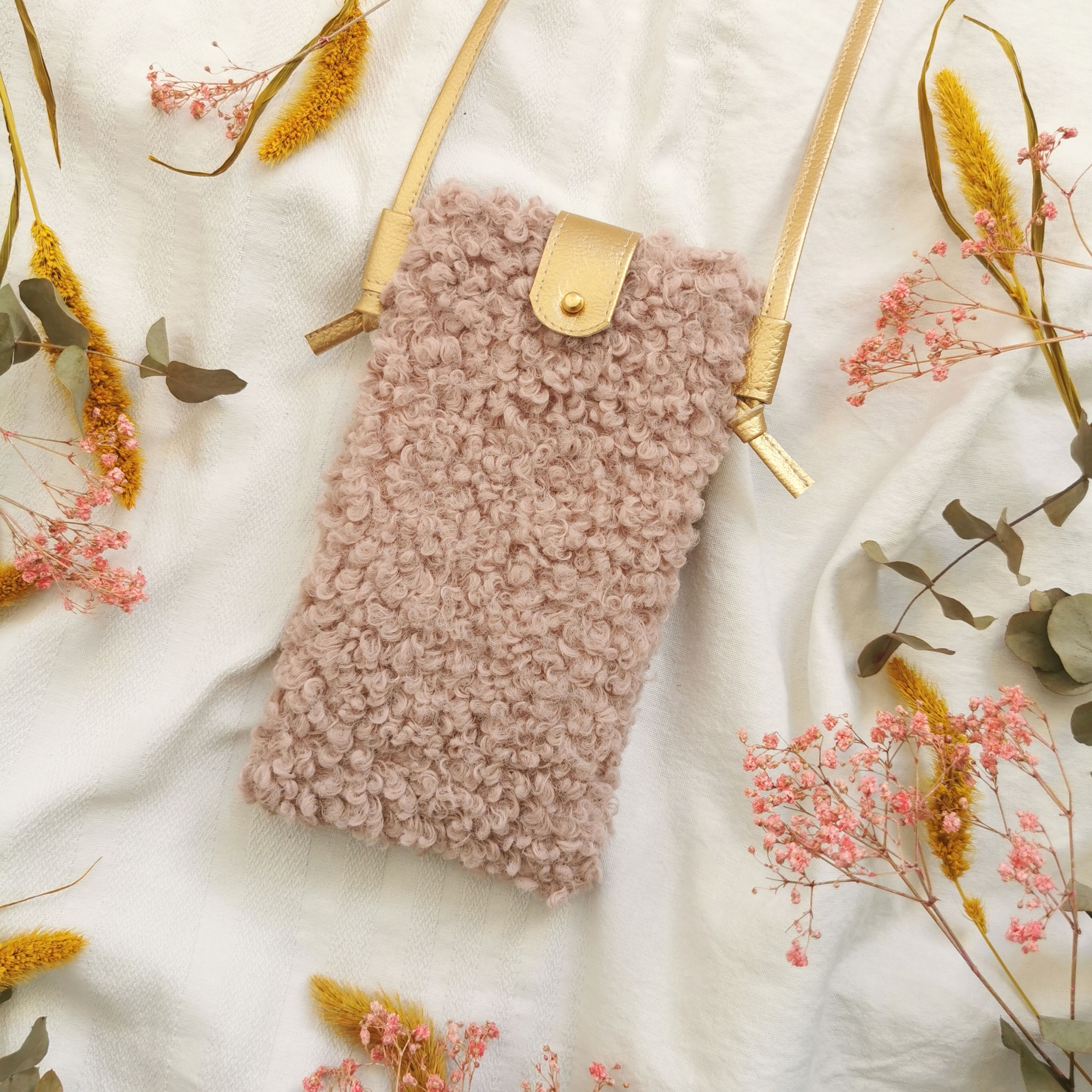 Pochette téléphone+CB | LEONIE | Bouclette mauve