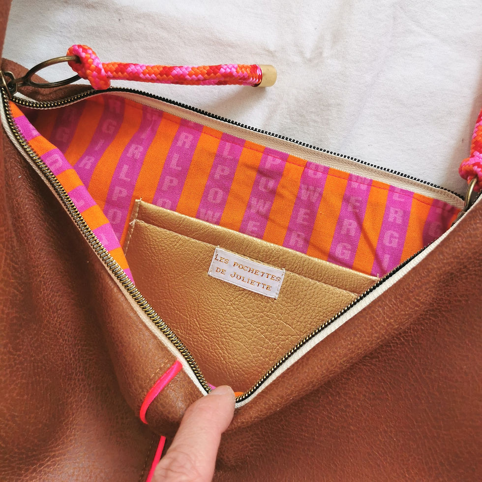 Miniature : Sac demi lune | AXEL | Camel rose fluo