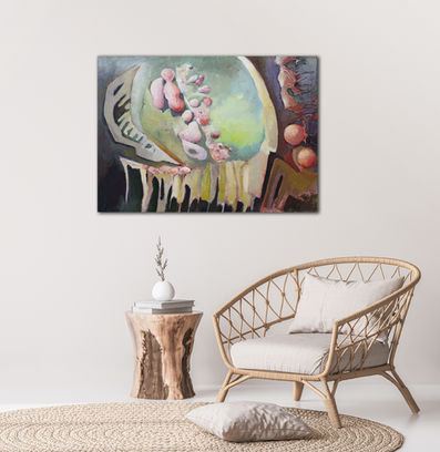 Peinture abstraite organique aux couleurs chaudes