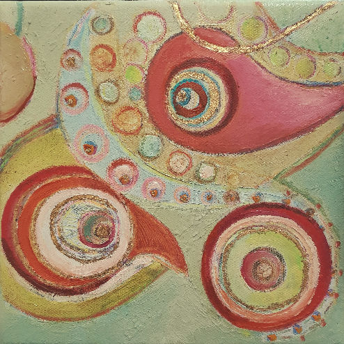 Peinture abstraite spirales de couleur inspiration Sonia Delaunay