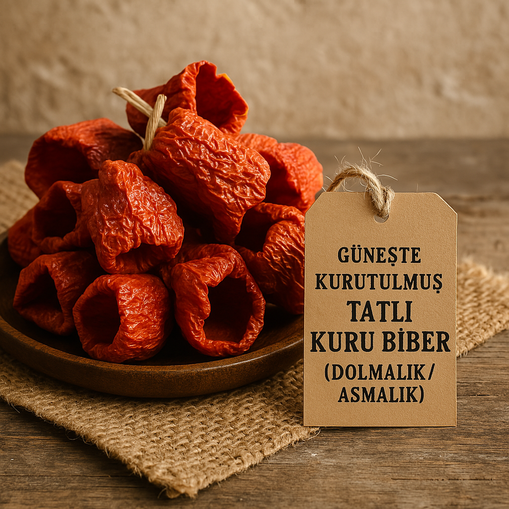 Hatay Güneşte Kurutulmuş Tatlı Kuru Biber (Dolmalık / Asmalık) 1 Bağ (50 Adet)