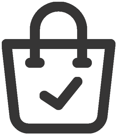 Checkout shopping bag icon with checkbox inside