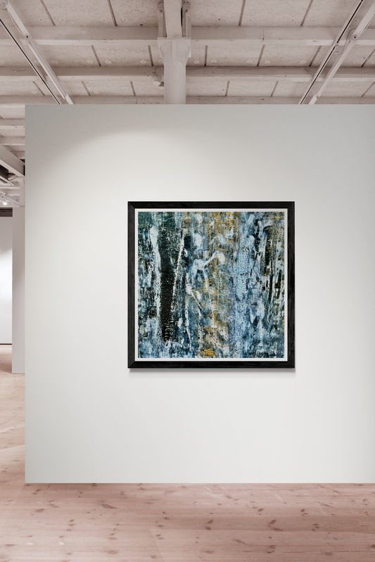 Thumbnail: large modern abstract painting in luxurious black gold and white colour scheme